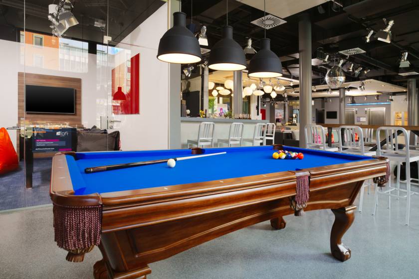 pool table in the lobby