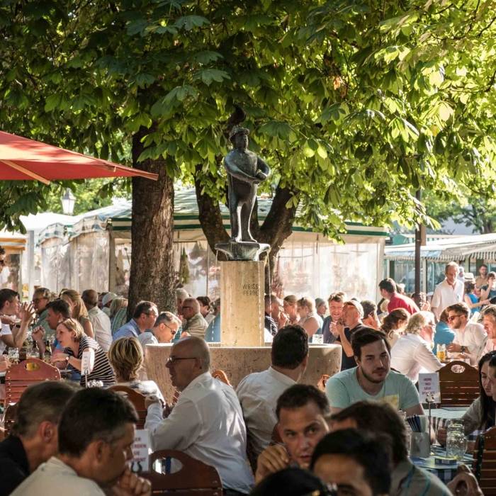 Beer Garden At Viktualienmarkt Simply Munich