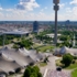 Vista del Parque Olímpico de Múnich, fotografiado desde arriba con el dron