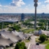 Vista del Parco Olimpico di Monaco, fotografato dall'alto con il drone