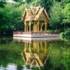 The Thai temple in a small lake surrounded by trees in Munich's Westpark.