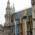 Various flags hang from the New Town Hall on Munich's Marienplatz square