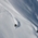 A skier during the descent in deep snow.