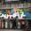 A brightly painted container with shops and offices in the Werksviertel in Munich