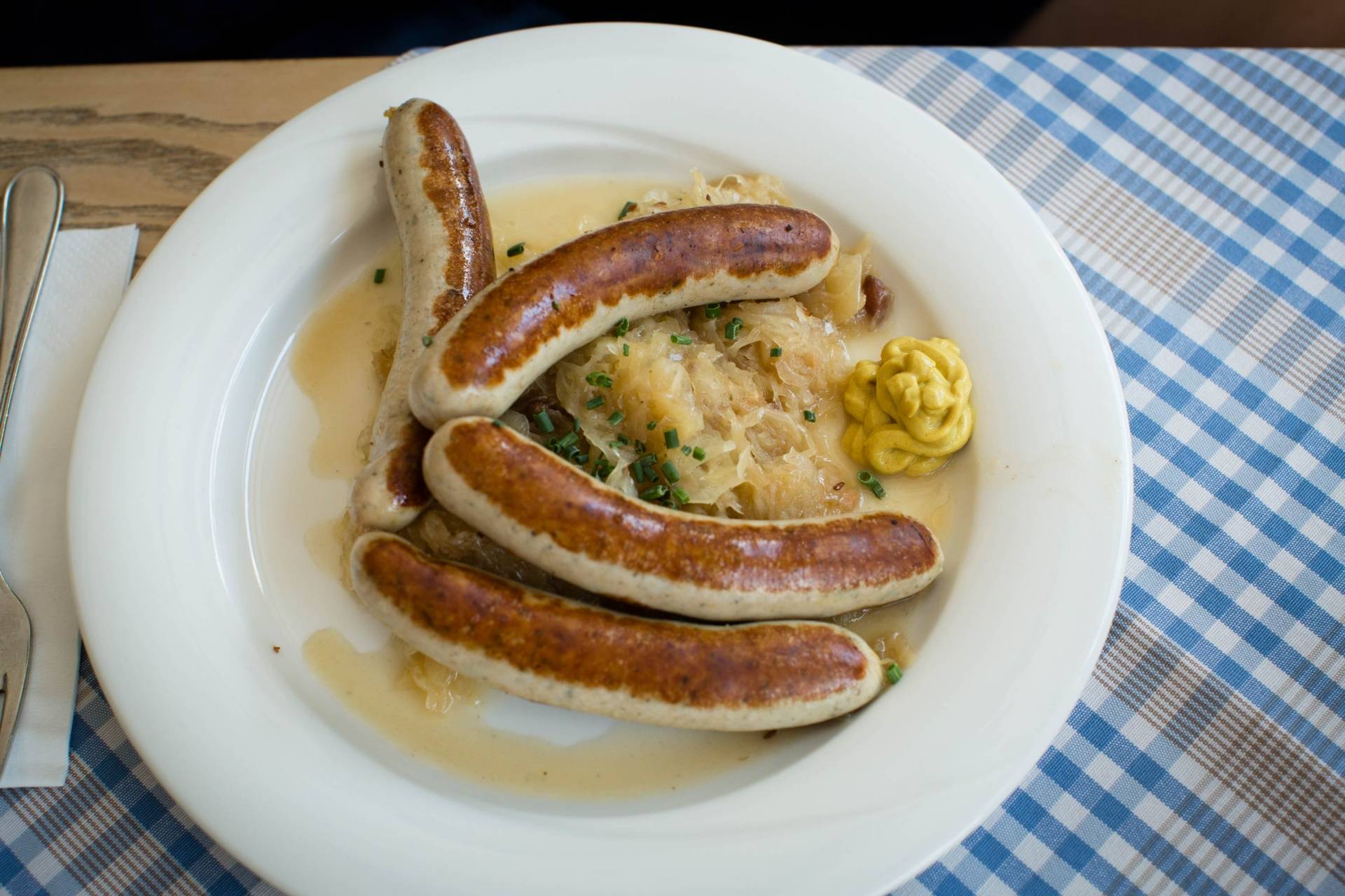 White shop german sausage