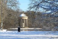 Apollo's temple in Nymphenburg Park in Munich in winter. 