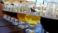 Different types of beer are tasted during a beer tasting
