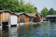 Boathouses at Starnberger See near Munich.