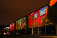 A light projection at the Pinakothek der Moderne in Munich