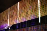 Light shows on the colorful facade of the Brandhorst Museum