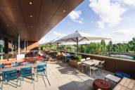 Frau im Mond roof terrace in sunshine in Munich.