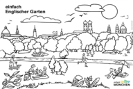 Schwarz-Weiss-Zeichnung vom Englischen Garten