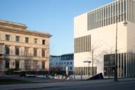 Different house facades in the evening sun in Munich.