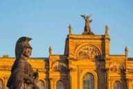 Maximilianeum in Munich at sunset. 