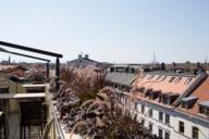 Rooftop terrace of the hotel Deutsche Eiche in Munich.