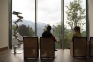 View of the mountains from the Franz Marc Museum in Kochel near Munich