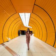 A woman in the subway station Marienplatz in Munich