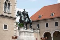 Rider statue, Prince Regent Luitpold, made of bronze in front of the museum building.