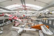 Historic aircraft stand in the hangar of the Flugwerft Schleißheim of the German Museum