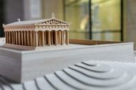 Closeup of a miniature temple in the Glyptothek in Munich.