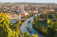 View from a vineyard over the town of Würzburg.