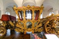 The golden carriage of King Ludwig at the Museum in the former royal stables in Munich.