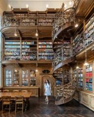 A woman in the juristische Bibliothek in Munich