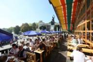 Balcony of the Schützen beer tent at Oktoberfest in Munich.