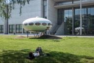 Futuro belonging to the Neue Sammlung in front of the Pinakothek der Moderne in Munich.