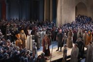 Actors on stage of the Oberammergau Passion Play