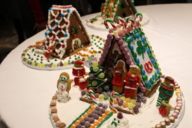 A homemade gingerbread house