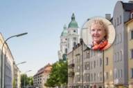 A street in Giesing with a picture of Ingrid Oxfort.