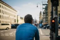 A cyclist in the Ludwigstraße in Munich