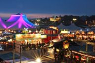 The Tollwood Winter Festival on the Theresienwiese in Munich at night