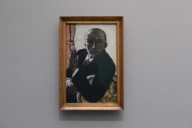 The painting "Self Portrait in Black" by Max Beckmann in the Pinakothek der Moderne in Munich.