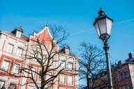 A street lamp and old buildings at Gärtnerplatz in Munich