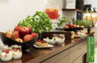 A buffet of different foods at the Hotel 4 Jahreszeiten Starnberg.