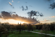 A sunset in the Englischer Garten in Munich.