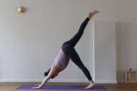 Munich yoga teacher Sandra Zavaglia in the "Zugspitze" yoga pose