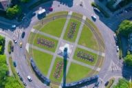 The Karolinenplatz with obelisk from above.