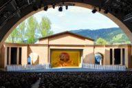 Stage and audience of the Passionsspiel in Oberammergau.