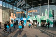 The entrance area of Messe München at the ESMO Congress 2018