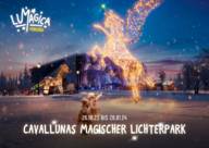 A poster of the LUMAGICA light park in Munich with a glowing unicorn.