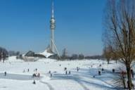 Olympiapark in Munich in winter.