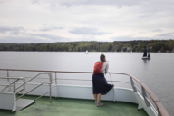 Woman on the deck of an excursion boat on Lake Starnberg
