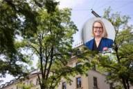 A street in Neuhausen with a painting of Reidun Alvestad-Aschenbrenner.