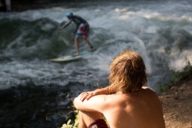 Surfer on the Eisbach in Munich.