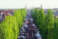 Aerial view of the Streetlife Festival in Munich