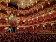 The beautiful Cuvilliés theatre in rococo style. 