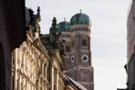 View of the towers of the Frauenkirche.